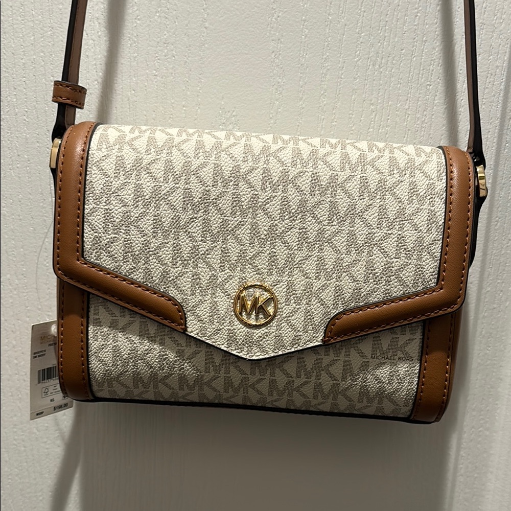 Michael Kors Brown and Cream Crossbody Bag